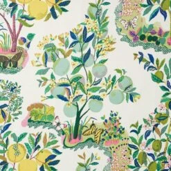 Schumacher Citrus Garden Fabric In Lime