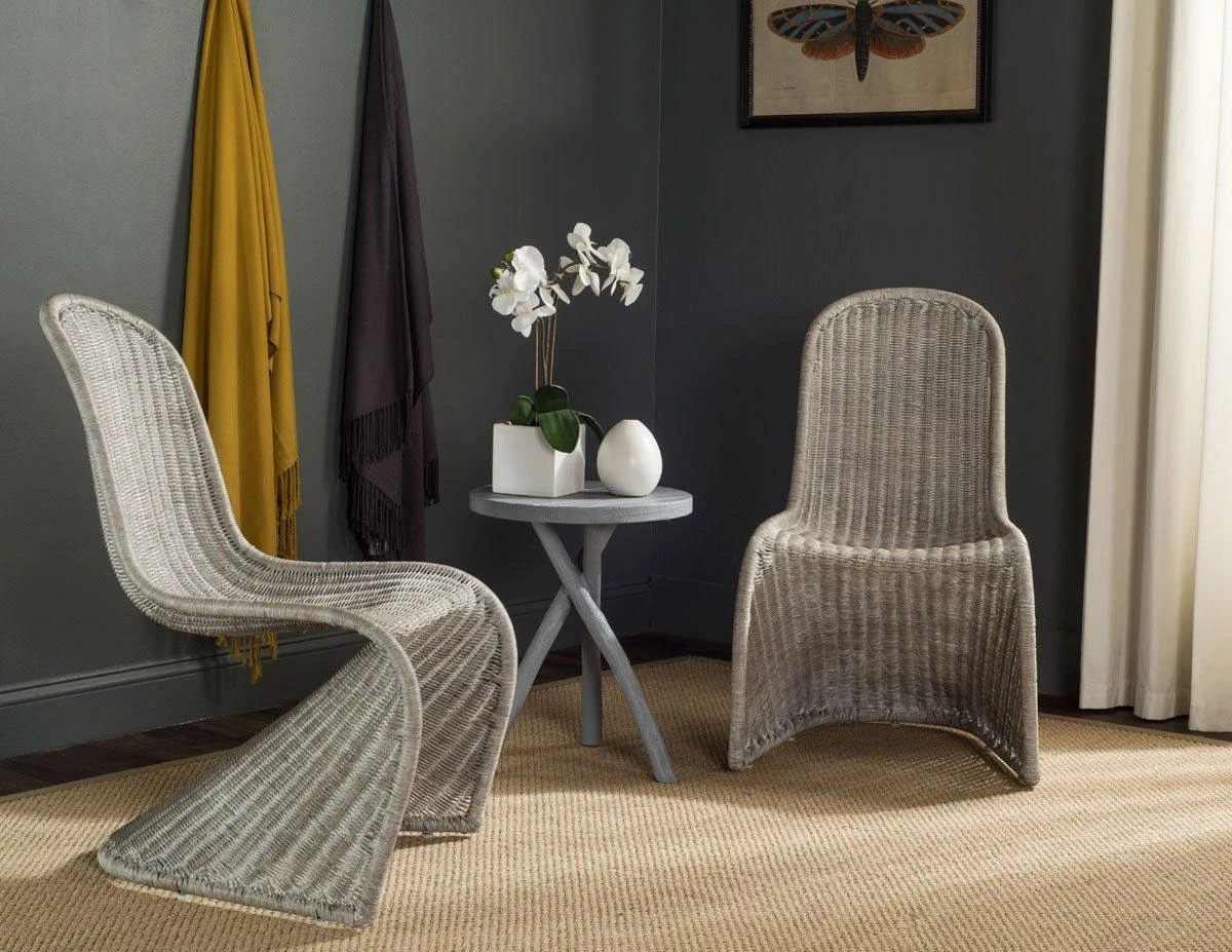 Safavieh Set Of 2 Contemporary Danish Curve Wicker Side Chairs 2 Safavieh Set Of 2 Contemporary Danish Curve Wicker Side Chairs - Image 2