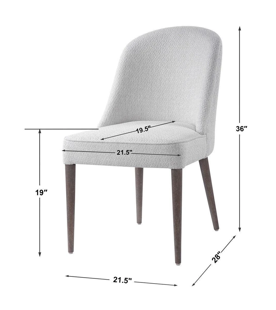 Set Of 2 Modern TexturedOff-White Upholstered Armless Dining Chairs 8 Set Of 2 Modern TexturedOff-White Upholstered Armless Dining Chairs - Image 8