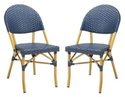 Safavieh Set Of Two Blue PE Wicker & Faux Bamboo Indoor-Outdoor Bistro Chairs 7 Safavieh Set Of Two Blue PE Wicker & Faux Bamboo Indoor-Outdoor Bistro Chairs -Famous Furniture Store set of two blue pe wicker and faux bamboo indoor outdoor bistro chairs outdoor dining tables and chairs the well appointed house 4