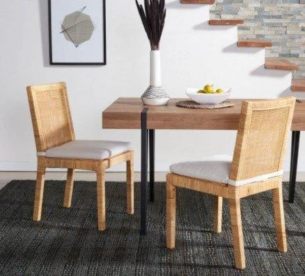 Safavieh Set Of Two Cane Dining Chairs With Cushions 2 Safavieh Set Of Two Cane Dining Chairs With Cushions - Image 2