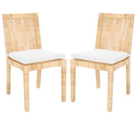 Safavieh Set Of Two Cane Dining Chairs With Cushions 3 Safavieh Set Of Two Cane Dining Chairs With Cushions - Image 3