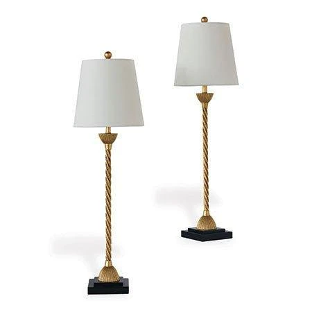 Set Of Two Gold Buffet Lamps With Black Bases 1 Set Of Two Gold Buffet Lamps With Black Bases