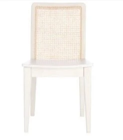 Safavieh Set Of Two White Rattan Dining Chairs