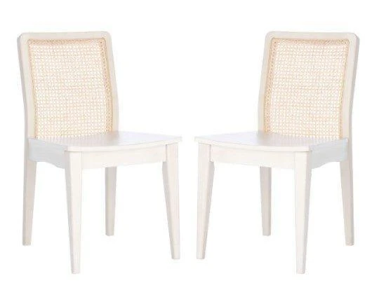 Safavieh Set Of Two White Rattan Dining Chairs 3 Safavieh Set Of Two White Rattan Dining Chairs - Image 3