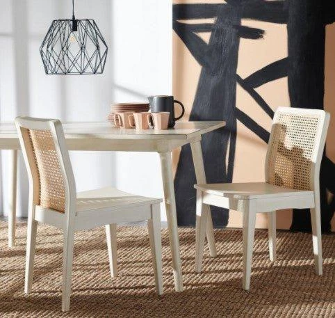 Safavieh Set Of Two White Rattan Dining Chairs 2 Safavieh Set Of Two White Rattan Dining Chairs - Image 2