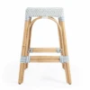 Sky Blue & White Woven Counter Stool