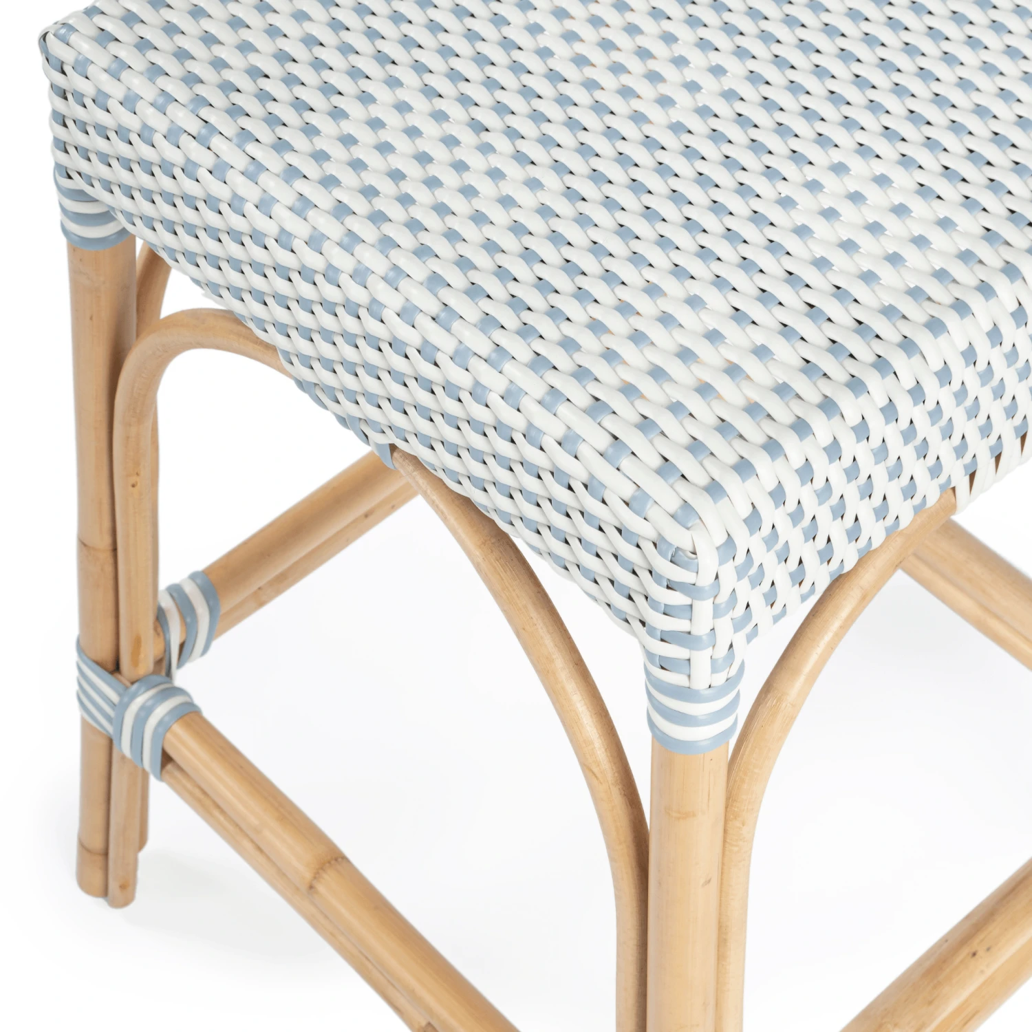 Sky Blue & White Woven Counter Stool 3 Sky Blue & White Woven Counter Stool - Image 3