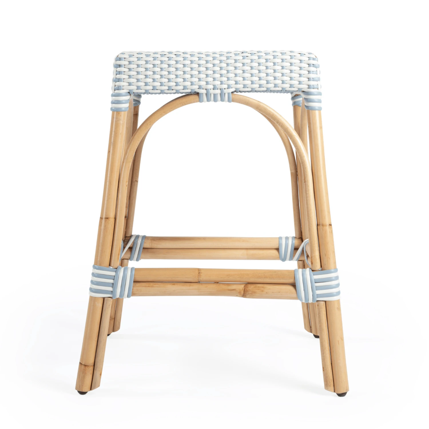Sky Blue & White Woven Counter Stool 4 Sky Blue & White Woven Counter Stool - Image 4