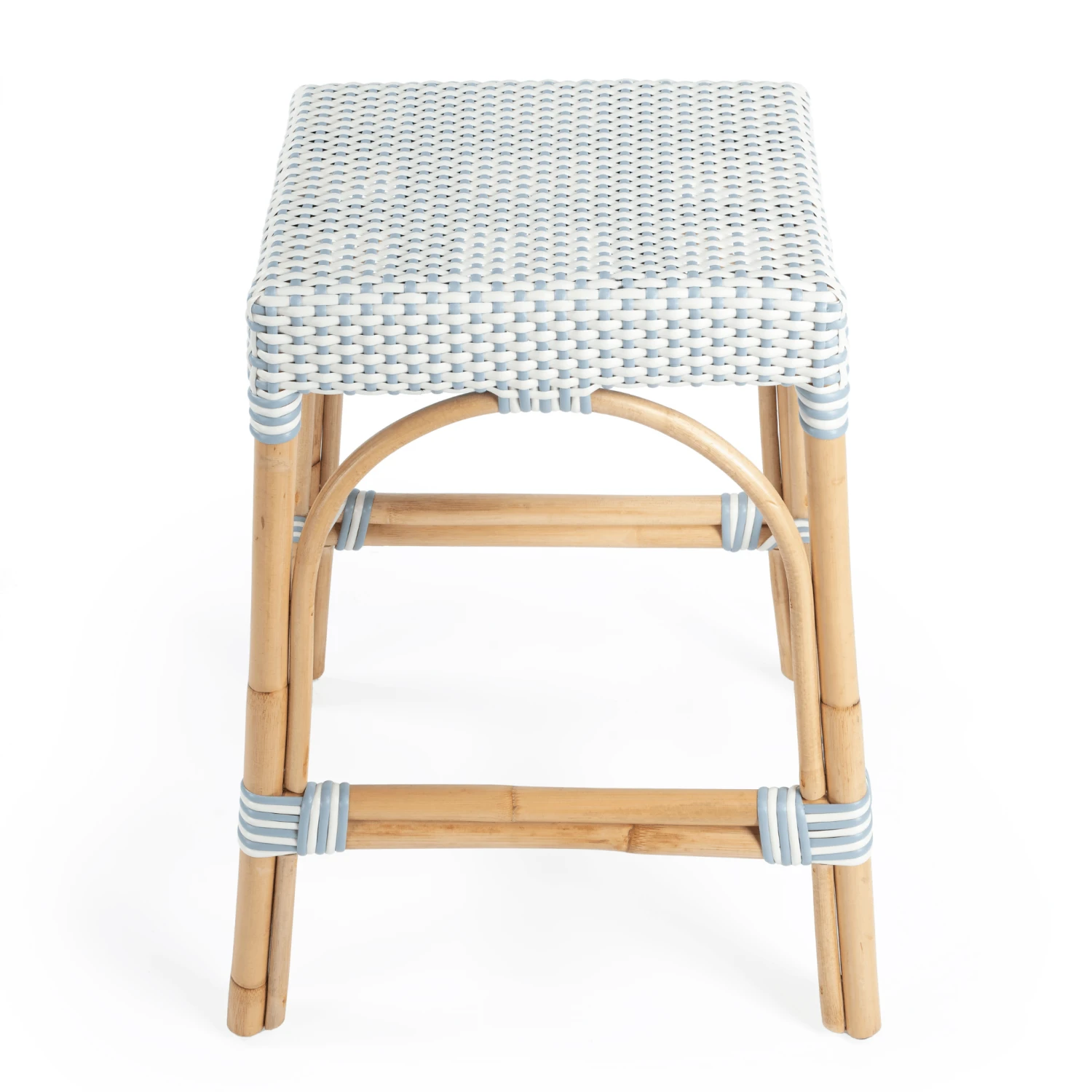 Sky Blue & White Woven Counter Stool 5 Sky Blue & White Woven Counter Stool - Image 5