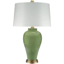 Soft Green Cracked Glaze Ceramic Table Lamp