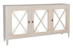 Three Door Buffet Server With Tarnished Brass Hardware