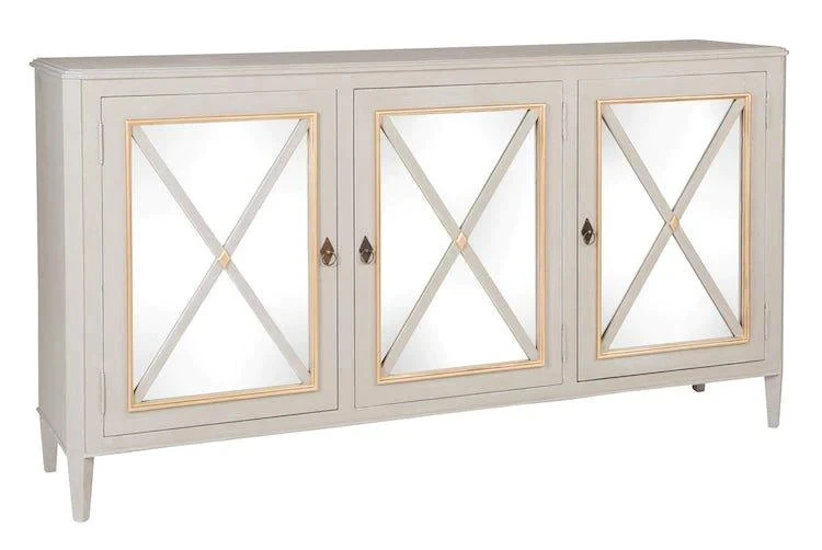 Three Door Buffet Server With Tarnished Brass Hardware 1 Three Door Buffet Server With Tarnished Brass Hardware