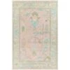 Ushak Pink & Ice Blue Wool Rug, Available In A Variety Of Sizes