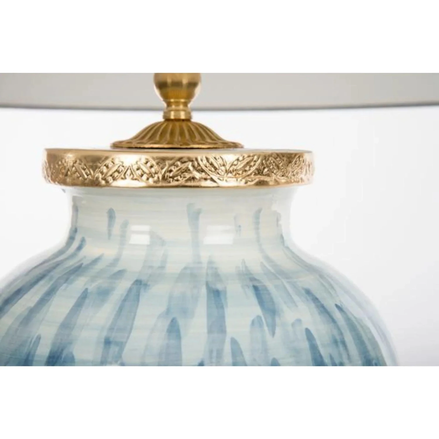 Veranda Blue Table Lamp With Gold Embossed Base 3 Veranda Blue Table Lamp With Gold Embossed Base - Image 3