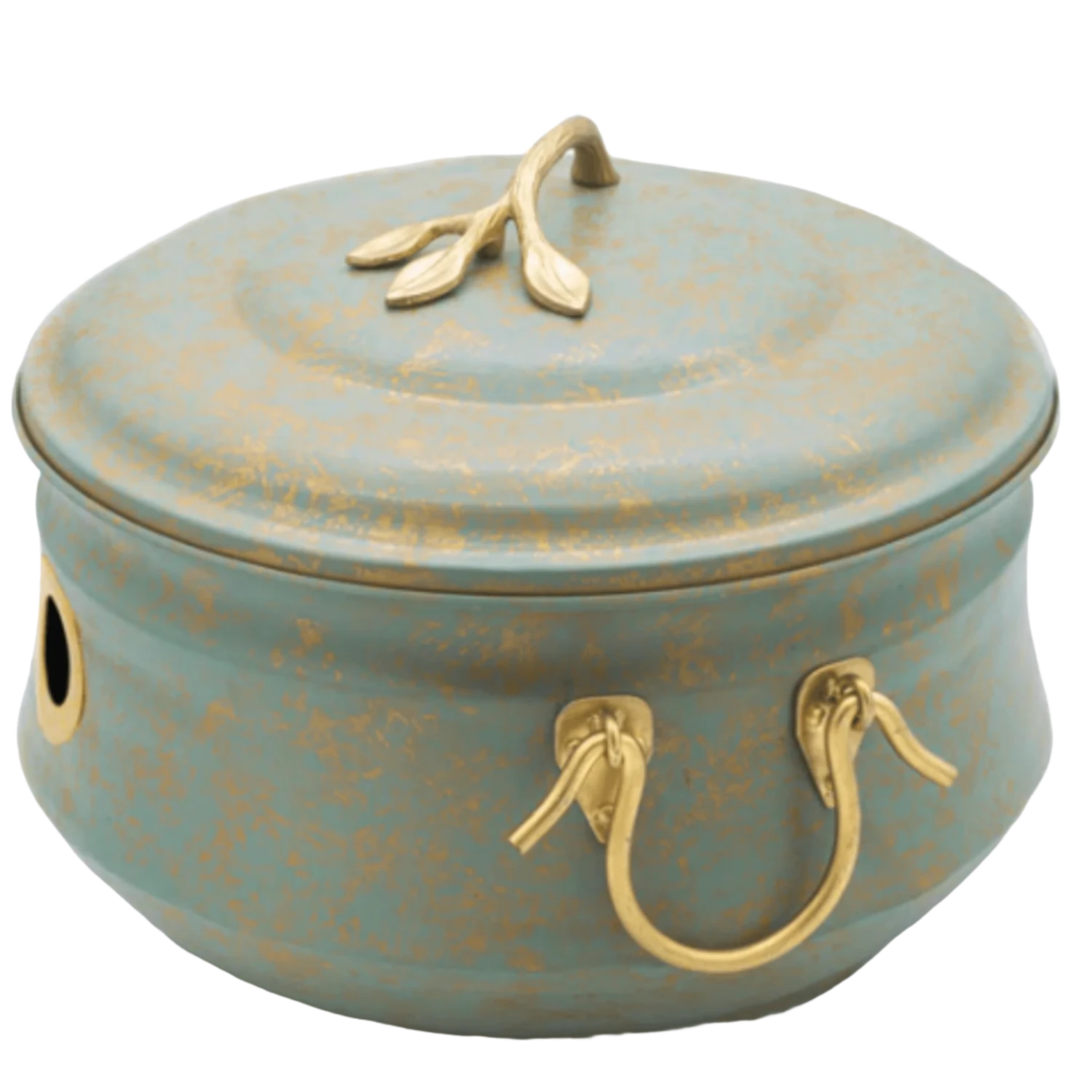 Verdigris & Brass Hose Pot With Lid 1 Verdigris & Brass Hose Pot With Lid