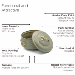 Verdigris & Brass Hose Pot With Lid 10 Verdigris & Brass Hose Pot With Lid -Famous Furniture Store verdigris and brass hose pot with lid garden tools and accessories the well appointed house 3