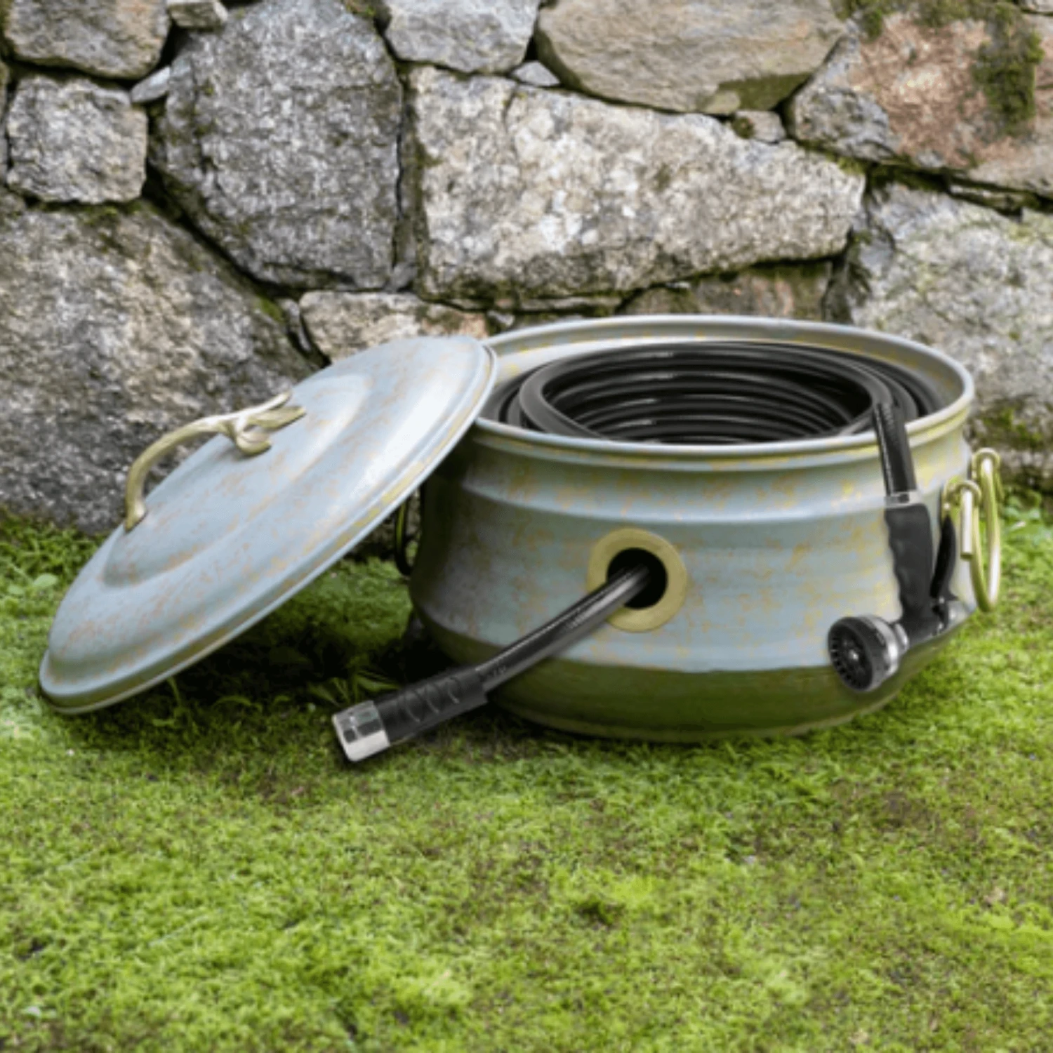 Verdigris & Brass Hose Pot With Lid 7 Verdigris & Brass Hose Pot With Lid - Image 7