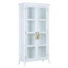 White Bamboo Inspired Linen Cabinet With Glass Doors