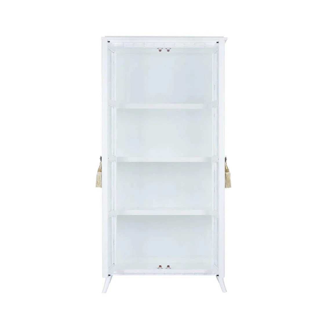 White Bamboo Inspired Linen Cabinet With Glass Doors 3 White Bamboo Inspired Linen Cabinet With Glass Doors - Image 3