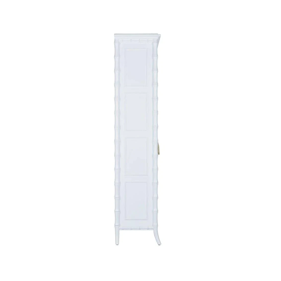 White Bamboo Inspired Linen Cabinet With Glass Doors 4 White Bamboo Inspired Linen Cabinet With Glass Doors - Image 4