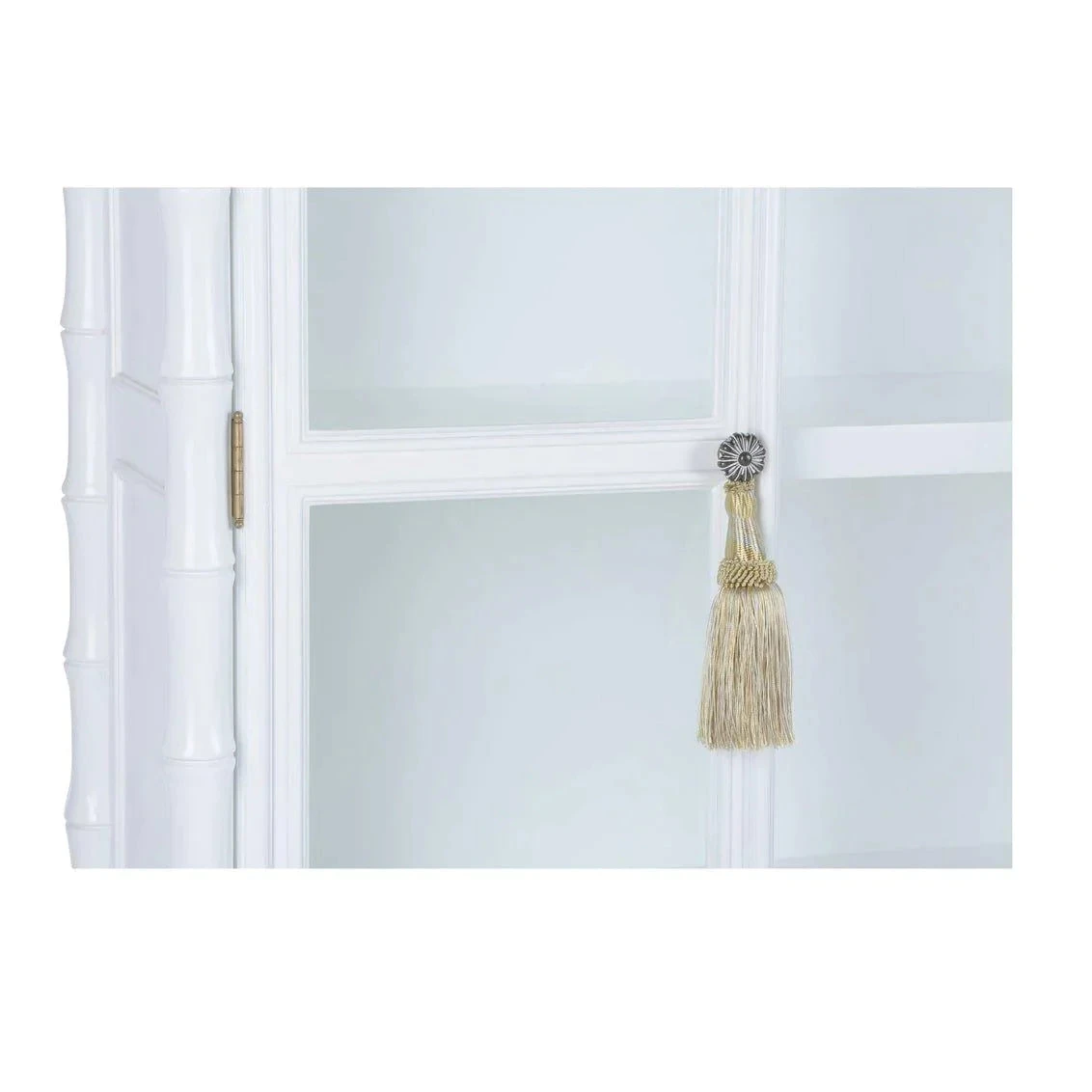 White Bamboo Inspired Linen Cabinet With Glass Doors 5 White Bamboo Inspired Linen Cabinet With Glass Doors - Image 5