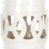 Safavieh White Ceramic Garden Stool With Linked Coin Motif