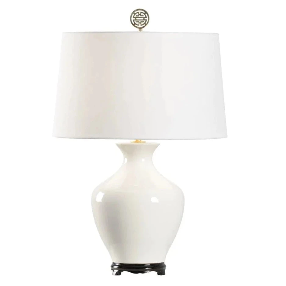 White Chinoiserie Style Table Lamp With Shade 1 White Chinoiserie Style Table Lamp With Shade