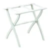 White Contour Leg Wood Luggage Rack With 3 White Nylon Straps