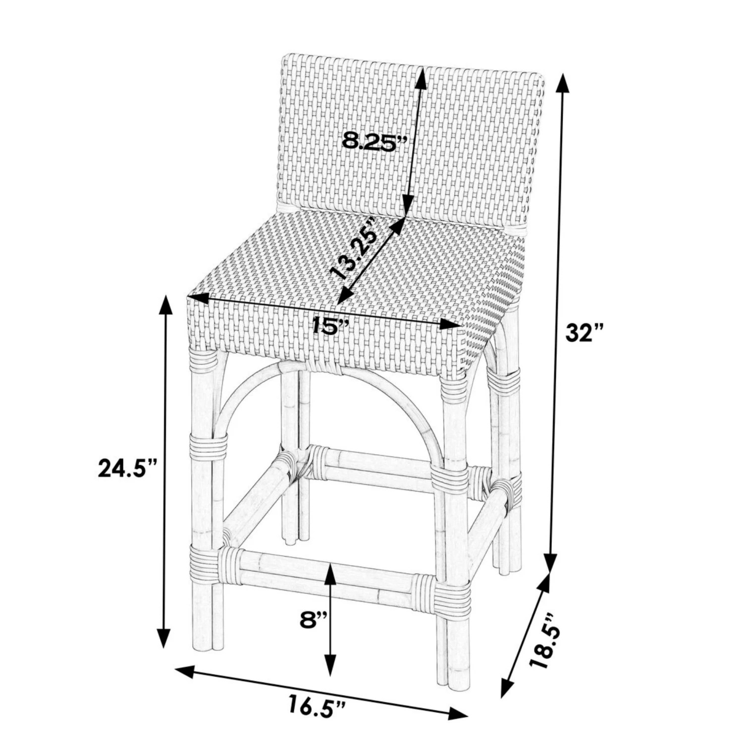 Serienna Rattan Low Back Counter Stool In White 7 Serienna Rattan Low Back Counter Stool In White - Image 7