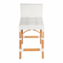 Serienna Rattan Low Back Counter Stool In White