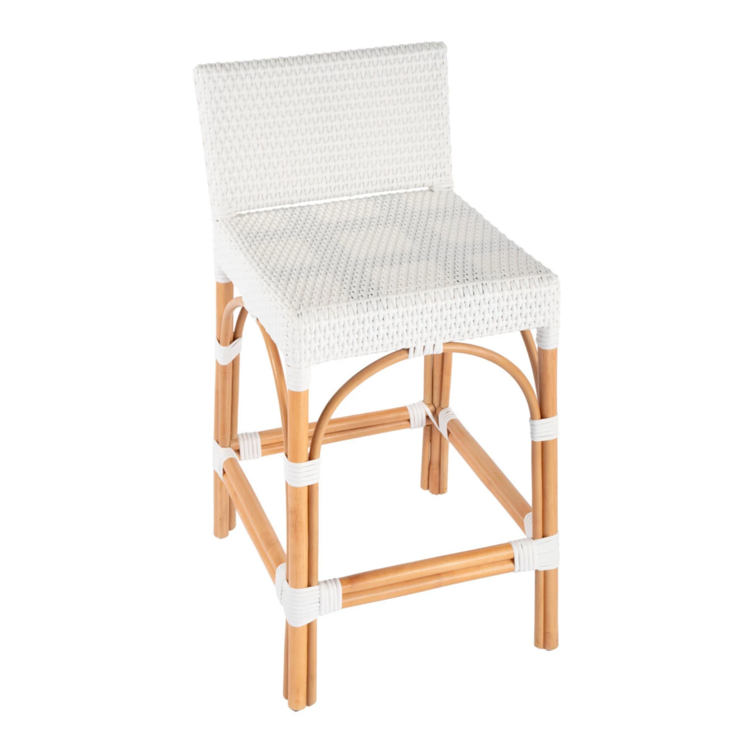 Serienna Rattan Low Back Counter Stool In White 2 Serienna Rattan Low Back Counter Stool In White - Image 2