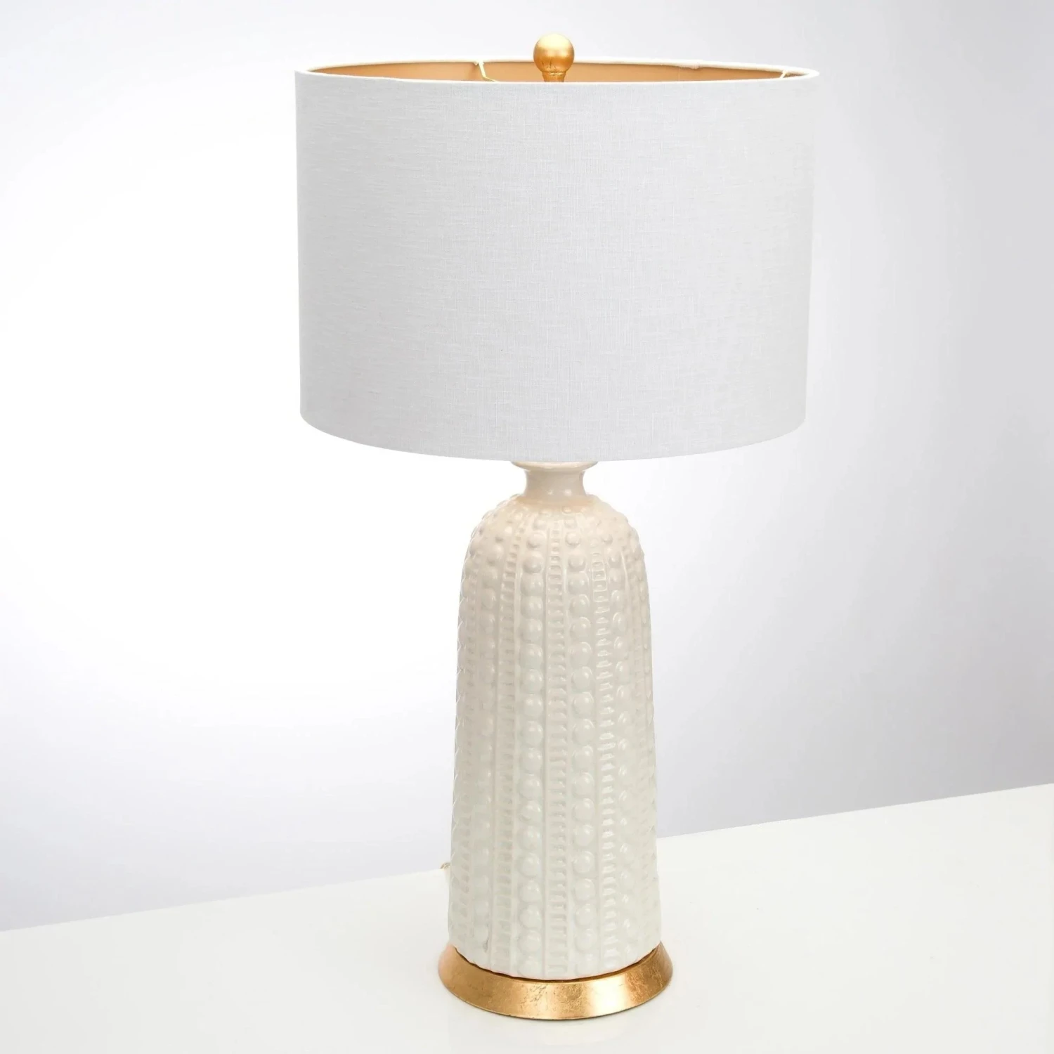 White Glazed Ceramic Table Lamp 5 White Glazed Ceramic Table Lamp - Image 5