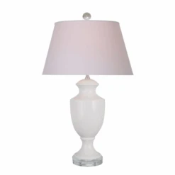White Porcelain Lamp With Crystal Base