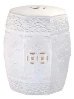 Safavieh White Textured Floral Design Ceramic Garden Stool