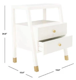 Safavieh White Two Drawer One Shelf Side Table With Gold Accents -Famous Furniture Store white two drawer one shelf side table with gold accents side and accent tables the well appointed house 3 c30b47d0 693b 4f98 b858 3cb6d5ef37dc