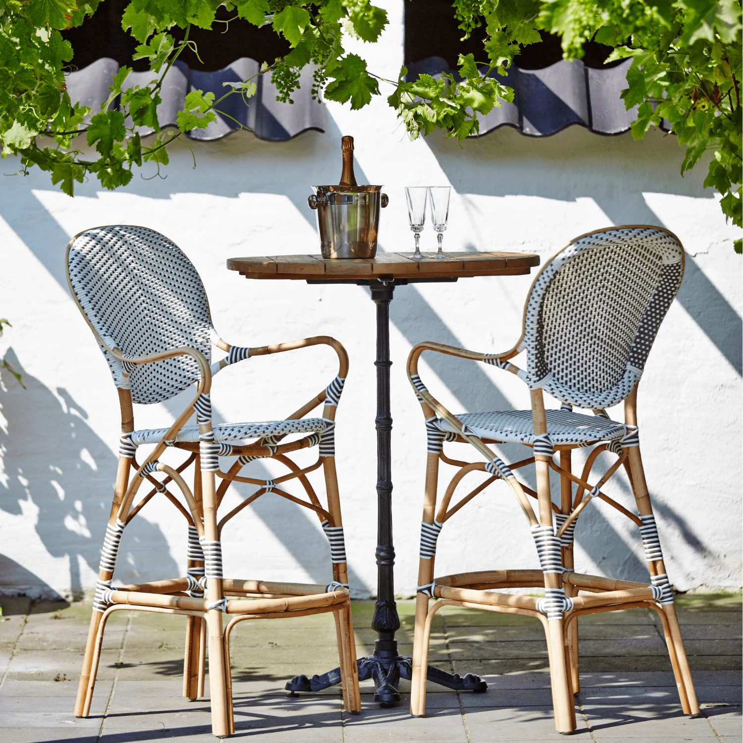 White Woven Bistro Style Bar Stool With Rattan Frame 2 White Woven Bistro Style Bar Stool With Rattan Frame - Image 2