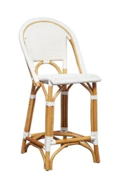 White Woven Resin Finish Bistro Counter Stool