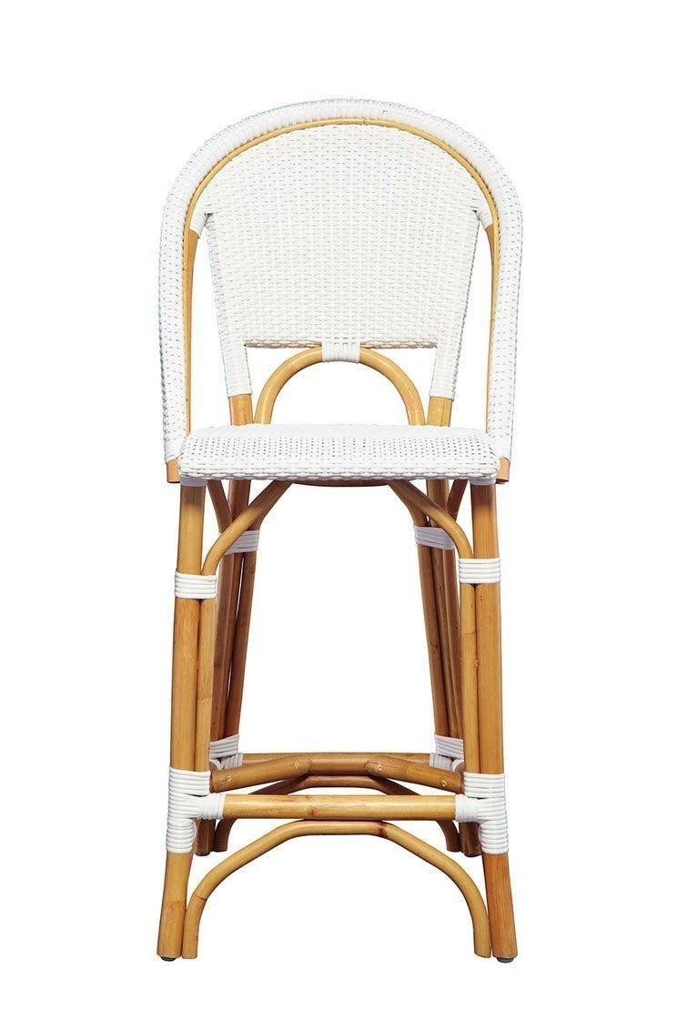 White Woven Resin Finish Bistro Counter Stool 2 White Woven Resin Finish Bistro Counter Stool - Image 2