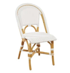 White Woven Resin Finish Dining Chair