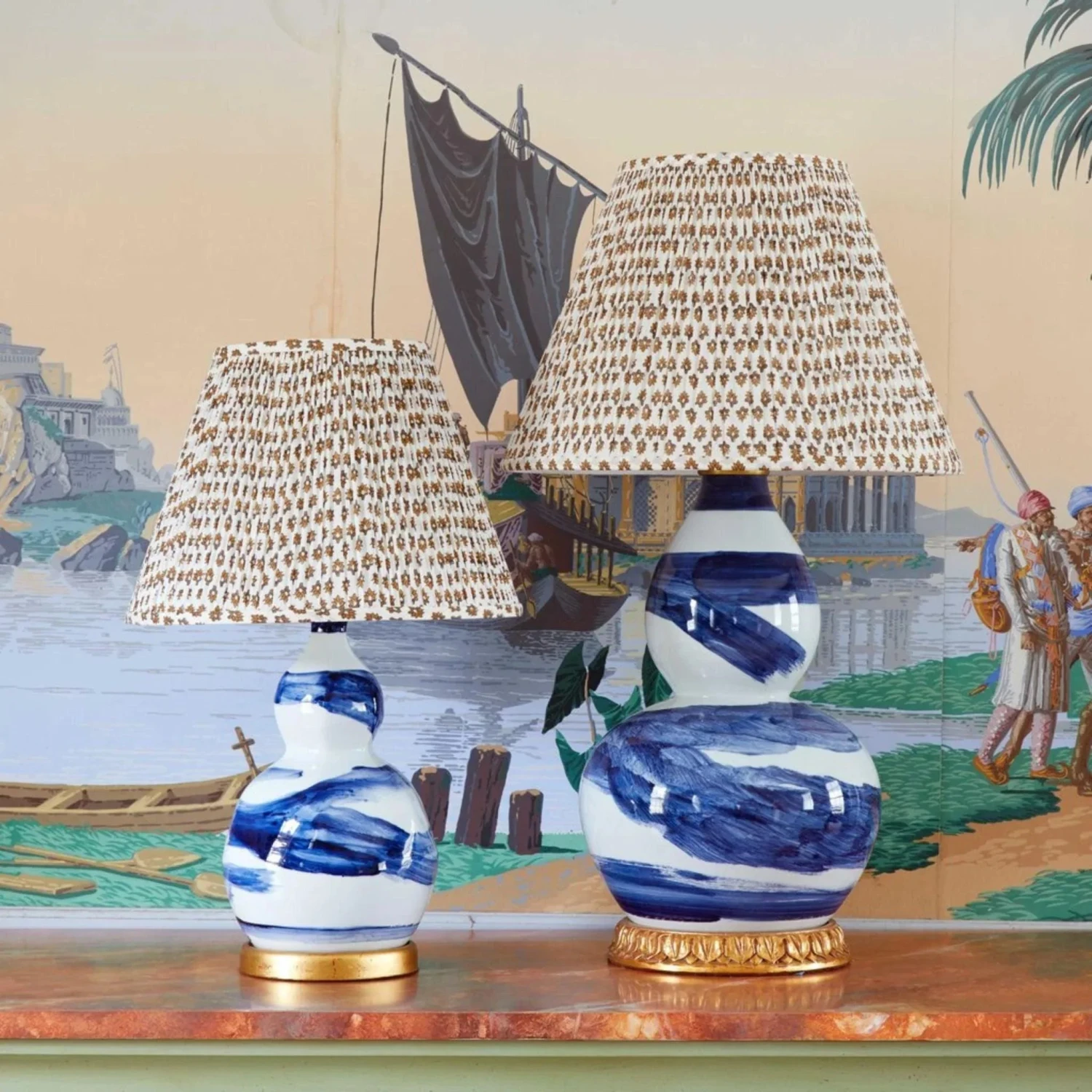 Wild Ginger Brown & White Fabric Lampshade 2 Wild Ginger Brown & White Fabric Lampshade - Image 2