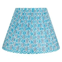 Windsong Blue & White Handblocked Shirred Fabric Lampshade