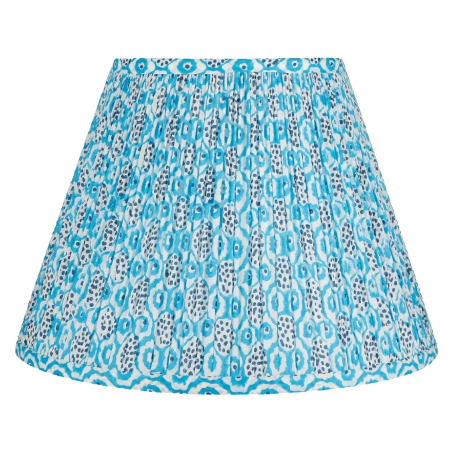 Windsong Blue & White Handblocked Shirred Fabric Lampshade 1 Windsong Blue & White Handblocked Shirred Fabric Lampshade