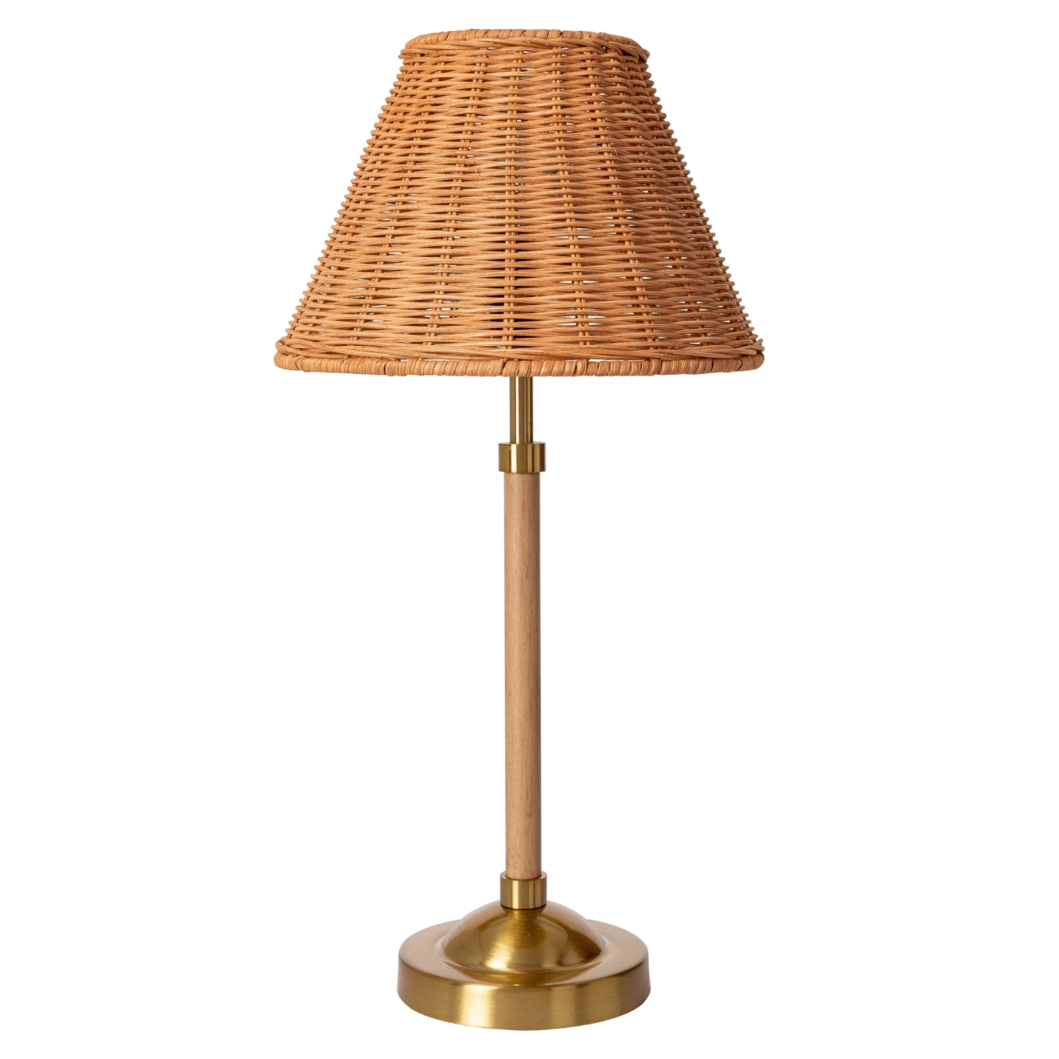 Wood Finish Table Lamp With Rattan Shade 1 Wood Finish Table Lamp With Rattan Shade