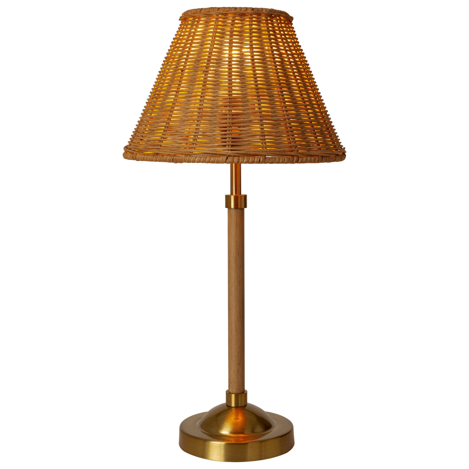 Wood Finish Table Lamp With Rattan Shade 3 Wood Finish Table Lamp With Rattan Shade - Image 3
