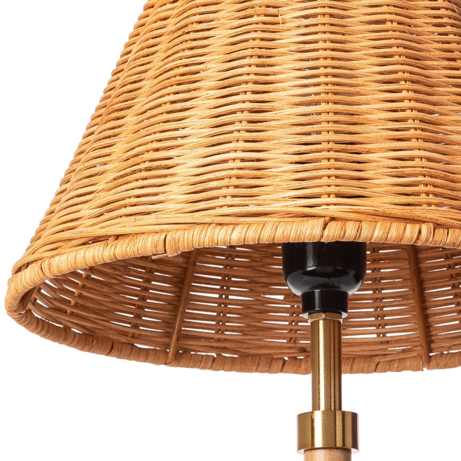 Wood Finish Table Lamp With Rattan Shade 4 Wood Finish Table Lamp With Rattan Shade - Image 4