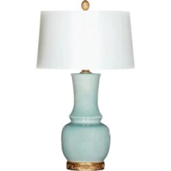 Wyndham Blue Table Lamp With Gold Accents